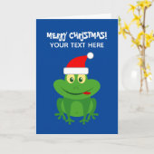 Funny Santa Frosch Cartoon Frohe Weihnachtsfeierta Karte (Gelbe Blume)