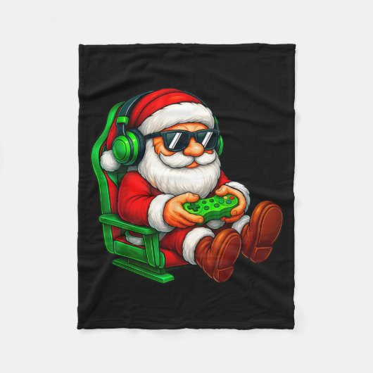 Funny Santa Gaming Gamer Pajamas Pjs Christmas Xma Fleecedecke (Vorderseite)