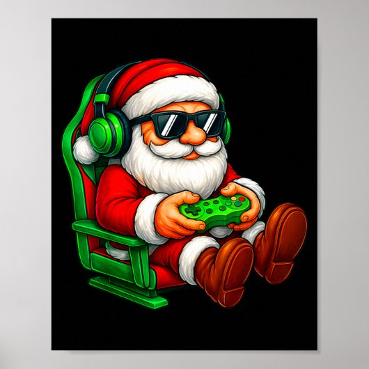 Funny Santa Gaming Gamer Pajamas Pjs Christmas Xma Poster (Vorne)