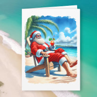 Funny Santa Genießen Sie einen Cocktail am Strand