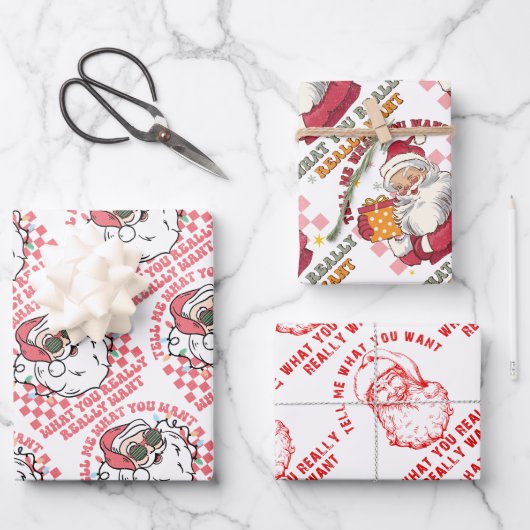 Funny Santa Geschenkpapier Set (Vorderseite)