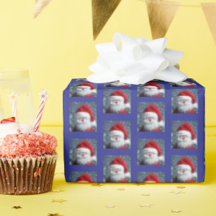 Funny Santa Gift Wrap, Googly Eyes, Red & Blue, Geschenkpapier