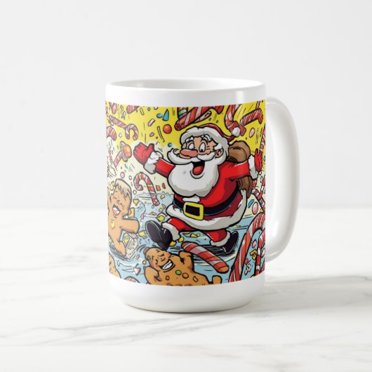 Funny Santa & Gingerbread Christmas Mug Kaffeetasse (VorderseiteRechts)