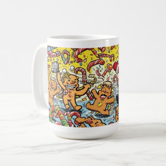 Funny Santa & Gingerbread Christmas Mug Kaffeetasse (Vorderseite Links)