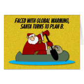 Funny Santa Global Warming Weihnachtskarte (Vorderseite (Horizontal))