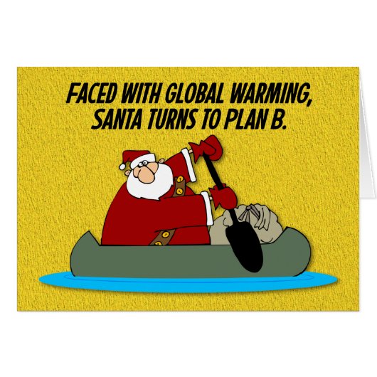 Funny Santa Global Warming Weihnachtskarte (Vorderseite (Horizontal))