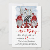 Funny Santa Gnomen Merry Christmas Little Party Einladung (Vorderseite)