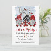 Funny Santa Gnomen Merry Christmas Little Party Einladung (Stehend Vorderseite)