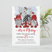 Funny Santa Gnomen Merry Christmas Little Party Einladung (Stehend Vorderseite)