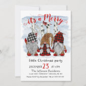 Funny Santa Gnomen Merry Christmas Little Party Einladung (Vorderseite)