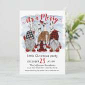 Funny Santa Gnomen Merry Christmas Little Party Einladung (Stehend Vorderseite)