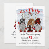 Funny Santa Gnomen Merry Christmas Little Party Einladung (Vorne/Hinten)