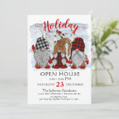 Funny Santa Gnomes Weihnachtsfeiertag Open House Einladung (Stehend Vorderseite)