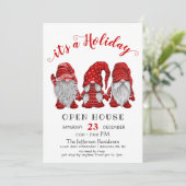 Funny Santa Gnomes Weihnachtsfeiertag Open House Einladung (Stehend Vorderseite)