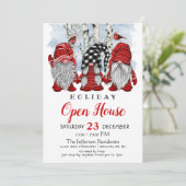 Funny Santa Gnomes Weihnachtsfeiertag Open House Einladung (Stehend Vorderseite)