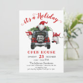 Funny Santa Gnomes Weihnachtsfeiertag Open House Einladung (Stehend Vorderseite)