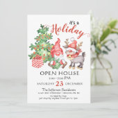 Funny Santa Gnomes Weihnachtsfeiertag Open House Einladung (Stehend Vorderseite)