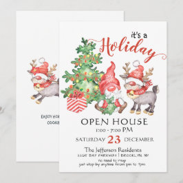 Funny Santa Gnomes Weihnachtsfeiertag Open House Einladung