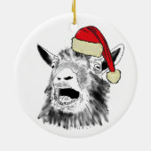 Funny Santa Goat schrie Keramik Ornament (Hinten)