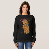 Funny Santa Goldendoodle Weihnachtslichter Rentier Sweatshirt (Vorne ganz)