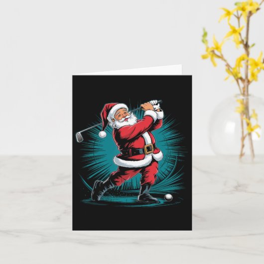 Funny Santa Golfing Ball Sport Swing Weihnachtsfei Karte (Gelbe Blume)