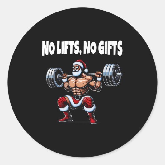 Funny Santa Gym Lifting Swole Weihnachten Weihnach Runder Aufkleber (Vorderseite)
