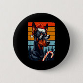 Funny Santa Hat Christmas Dobie Doberman Nscher Button (Vorderseite)