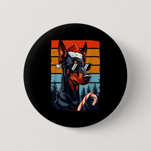 Funny Santa Hat Christmas Dobie Doberman Nscher  Button (Vorderseite)