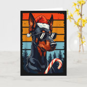 Funny Santa Hat Christmas Dobie Doberman Nscher Karte (Gelbe Blume)