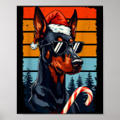 Funny Santa Hat Christmas Dobie Doberman Nscher Poster (Vorne)