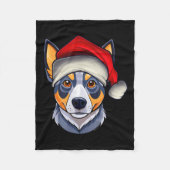 Funny Santa Hat Xmas Pajamas Blue Heeler Dog Chris Fleecedecke (Vorderseite)