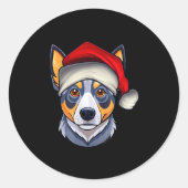 Funny Santa Hat Xmas Pajamas Blue Heeler Dog Chris Runder Aufkleber (Vorderseite)