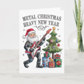 Funny Santa Heavy Metal Weihnachtskarte Feiertagskarte (Vorderseite)