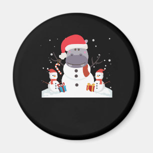 Funny Santa Hippo Weihnachten Snowman Xmas Geschen Magnet