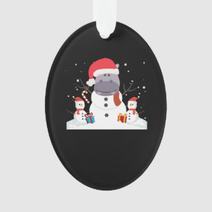 Funny Santa Hippo Weihnachten Snowman Xmas Geschen Ornament