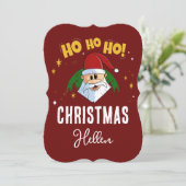 Funny Santa Ho Ho Weihnachten mit deinem Namen (Stehend Vorderseite)