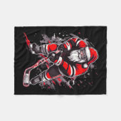 Funny Santa Hockey Christmas Retro Winter Player X Fleecedecke (Vorderseite (Horizontal))
