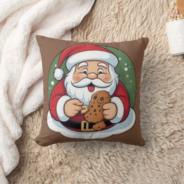 Funny Santa Holding Cookie Feierliche Feierlichkei Kissen (Decke)