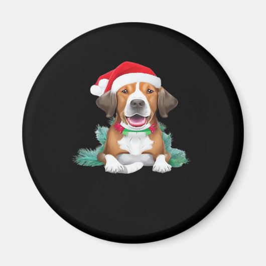 Funny Santa Hund Oversifizierter T - Shirt Magnet (Vorne)