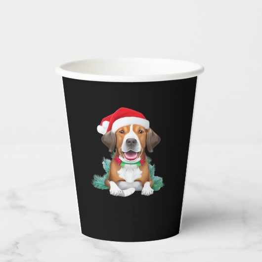 Funny Santa Hund Oversifizierter T - Shirt Pappbecher (Vorderseite)