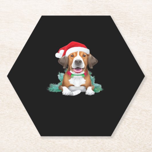 Funny Santa Hund Oversifizierter T - Shirt Untersetzer (Vorderseite)