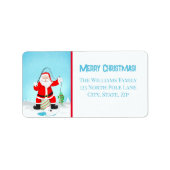 Funny Santa Ice Fischen mit Polar Bär Adressaufkleber (Vorne)