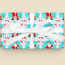 Funny Santa Ice Fischen mit Polar Bären Muster Geschenkpapier