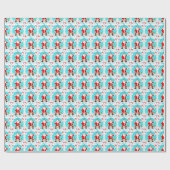 Funny Santa Ice Fischen mit Polar Bären Muster Geschenkpapier (Flach)