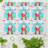 Funny Santa Ice Fischen mit Polar Bären Muster Geschirrtuch (Gefaltet)