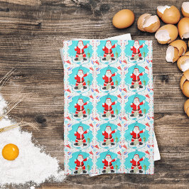 Funny Santa Ice Fischen mit Polar Bären Muster Geschirrtuch