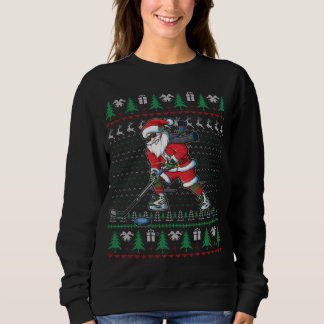 Funny Santa Ice Hockey Spieler Ugly Sweater Christ Sweatshirt