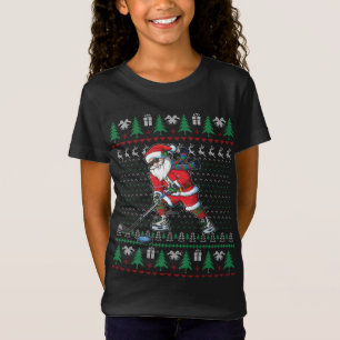 Funny Santa Ice Hockey Spieler Ugly Sweater Christ T-Shirt