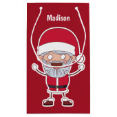 Funny Santa individuelle Name & Color Geschenktasc Kleine Geschenktüte (Rückseite)