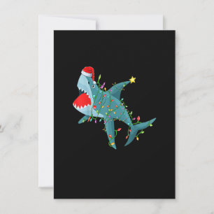 Funny Santa Jaws Shark Christmas Lights Merry Shar Einladung